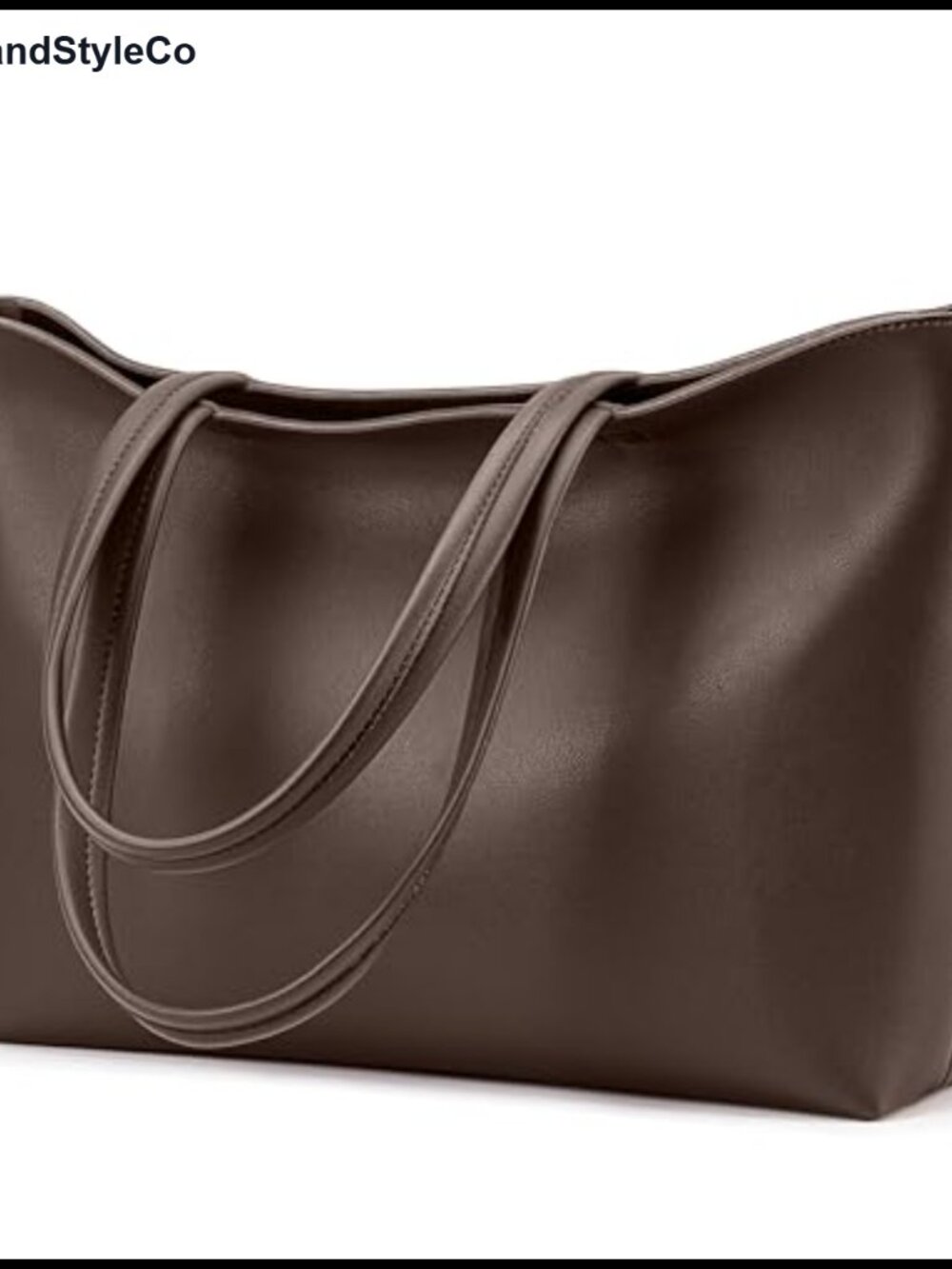 Vegan Leather Tote Bag Zipper Shoulder Bag Minimalist Satchel Purse for Women